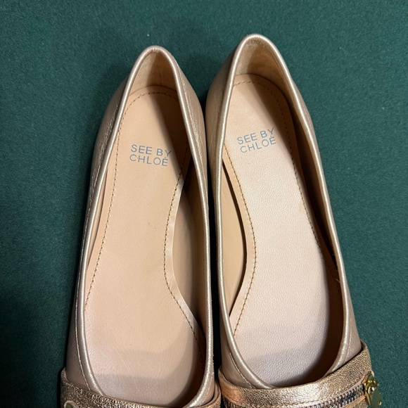 See by Chloe Women's Tan metallic Leather Flats size 37.5 - Picture 9 of 9